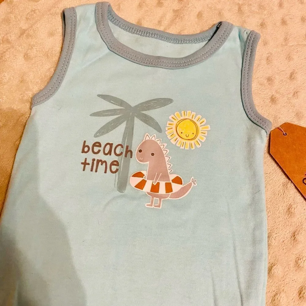 Chick Pea | Beach Time Dino Tank Onesie